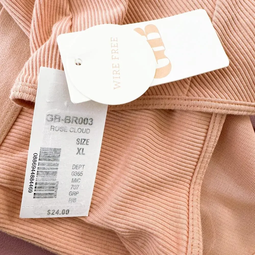 Gianni Bini Ribbed Scoop Neck Wireless Pullover Bralette Rose Cloud Size XL NWT